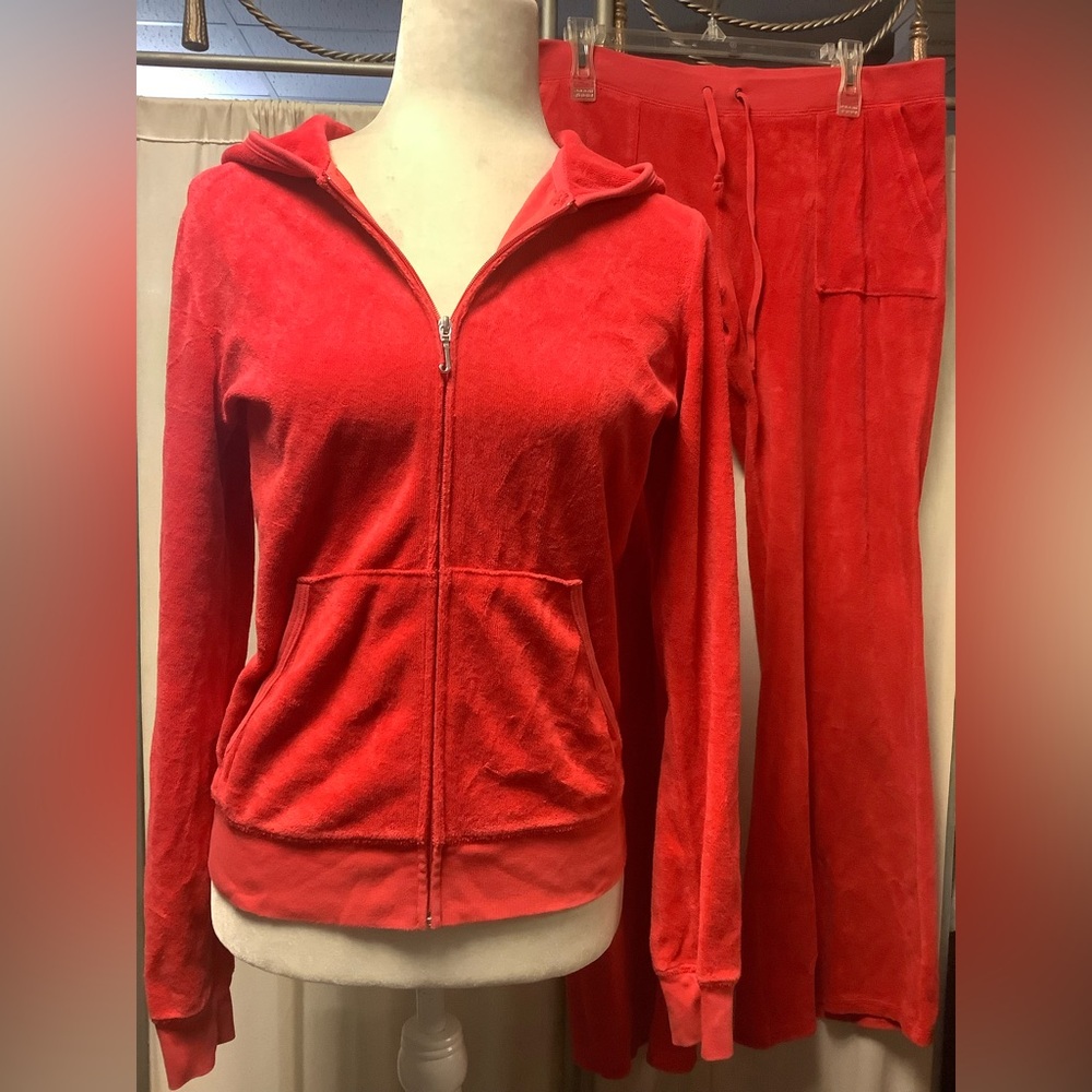 Juicy Couture Terry Flare Pants 34 x 32 Zip Up Hoodie Tracksuit